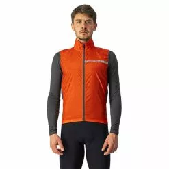 Gilet A Vento Sottile Castelli Squadra Stretch Rosso Aranciato Grigio Scuro