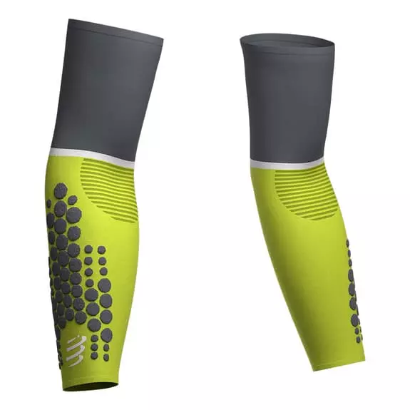 Manicotti Compressport ArmForce Ultralight Verde Lime Grigio 3 Manicotti Compressport ArmForce Ultralight Verde Lime Grigio