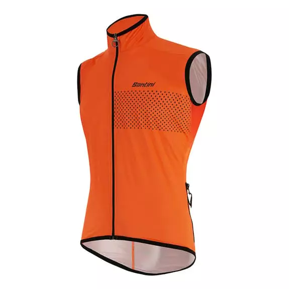 Gilet Impermeabile Santini Guard Nimbus Arancione Brillante Nero - Sleek Fit 4 Gilet Impermeabile Santini Guard Nimbus Arancione Brillante Nero - Sleek Fit - immagine 2
