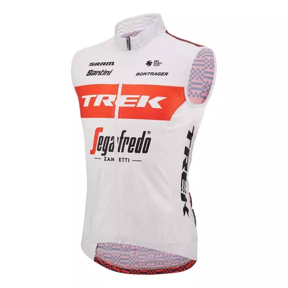 Santini Smanicato Antivento Trek-Segafredo 2023 Bianco Rosso - Taglio Slim 4 Santini Smanicato Antivento Trek-Segafredo 2023 Bianco Rosso - Taglio Slim - immagine 2