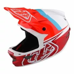 Casco Troy Lee Designs D3 Fiberlite Slant Rosso Bianco Arancio